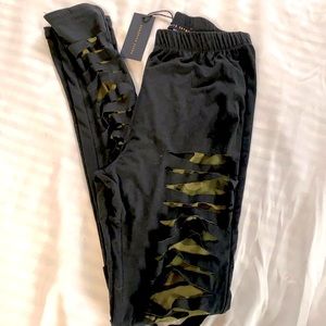 NWT boutique Mixology  Distress camouflaged leggings